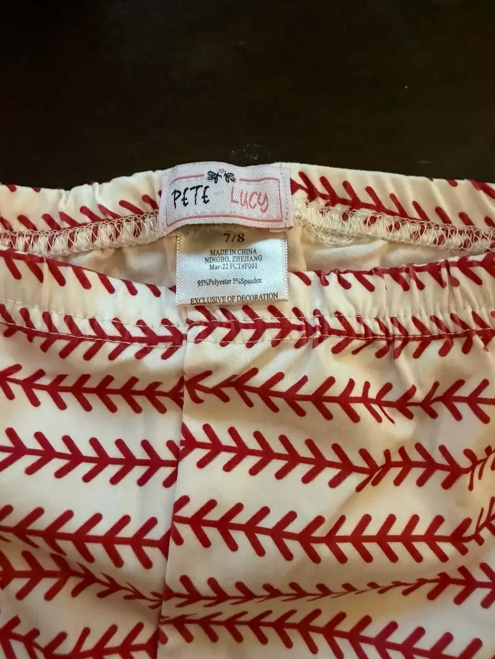Pete + Lucy Baseball Girls Sleeve Dress & Ruffle Legging Size 7/8